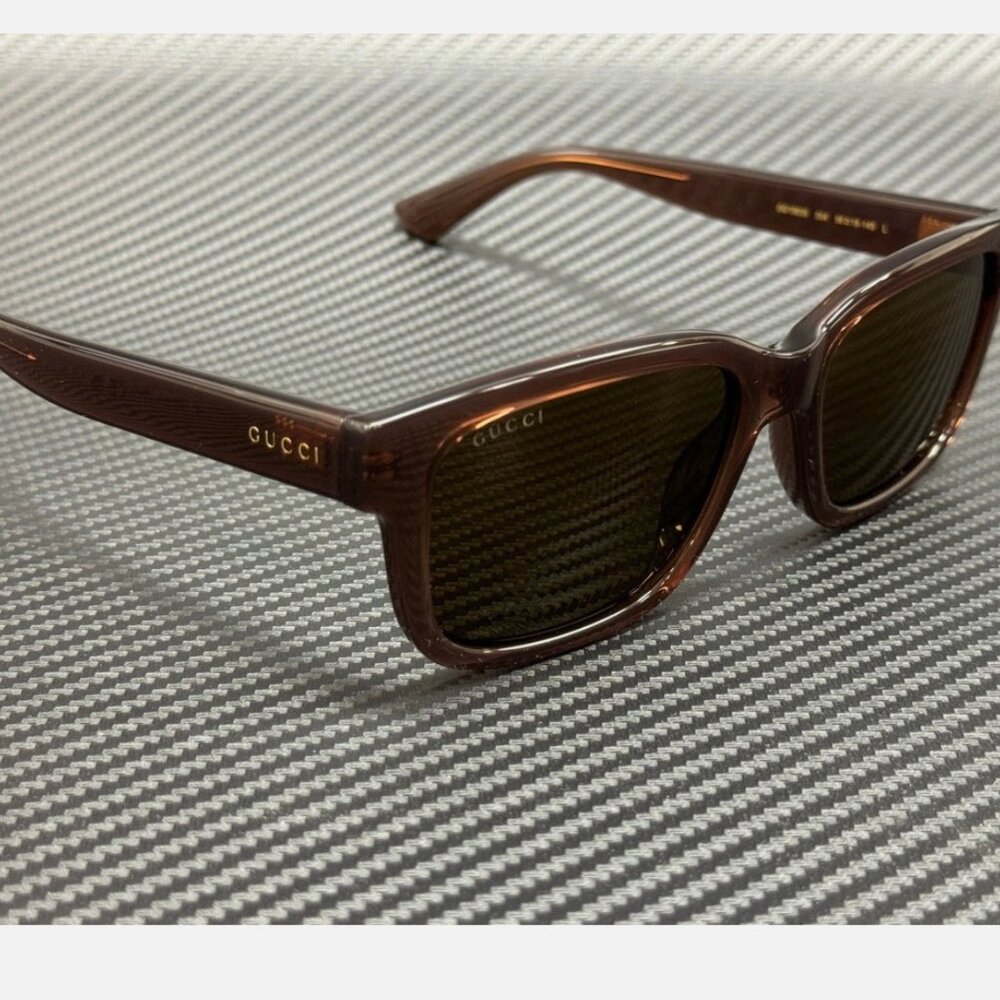 GUCCI Brown Transparent Men's Large 56 mm Sunglasses - Picture 3 of 5